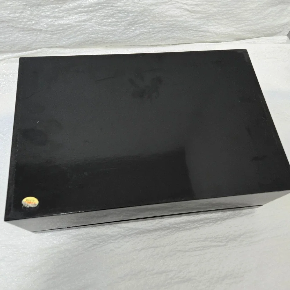 Vintage Black Lacquer Jewelry Box Shell Inlay Removable Tray Made in Korea